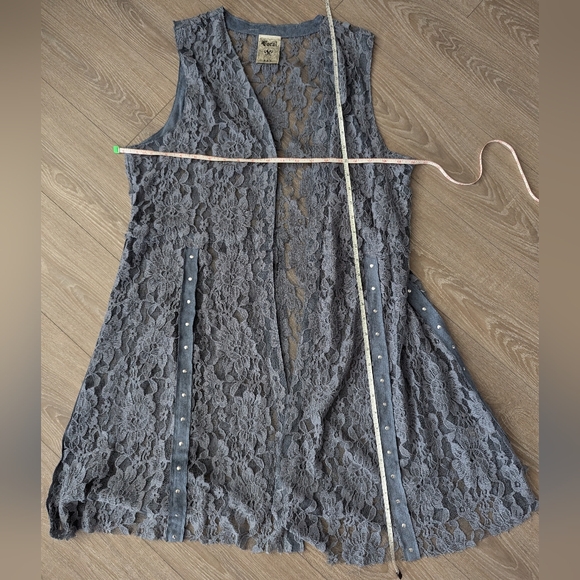 Grey Blue Lace Duster Vest - XL - Picture 5 of 7